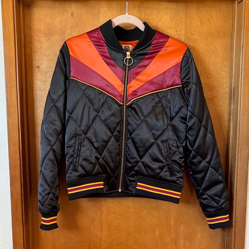 Classic Rock Couture Black and Orange Bomber Jacket